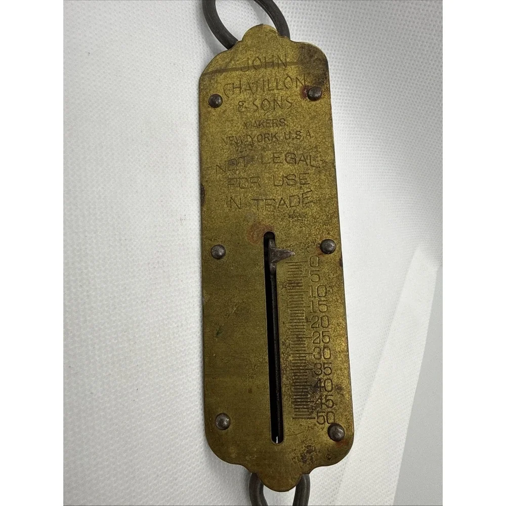 Vintage Hanging Scale Chatillon's Balance No 2 Spring Scale Brass 50 lb New York